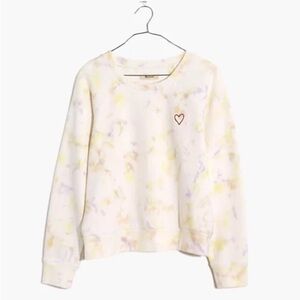 Madewell heart embroidered tie dye sweatshirt